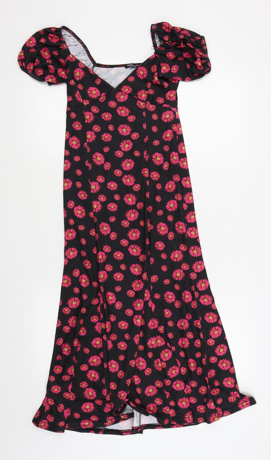 Nasty Gal Womens Black Floral  Fit & Flare  Size 6
