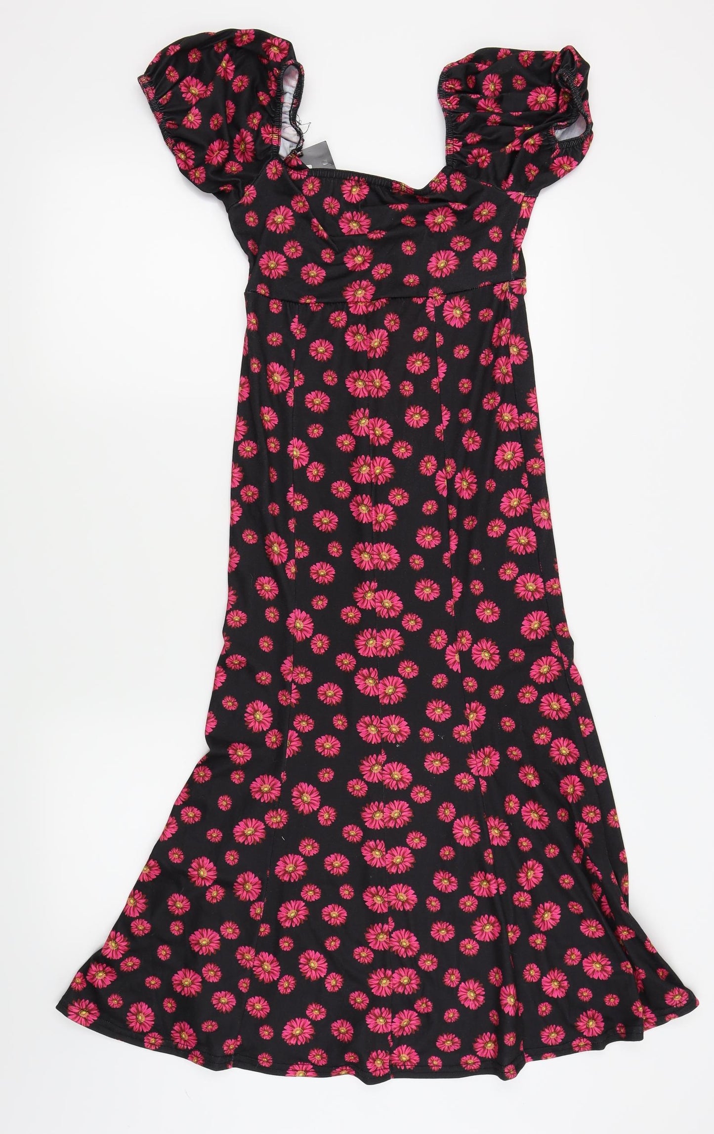 nastygal Womens Black Floral  Fit & Flare  Size 6
