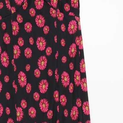 nastygal Womens Black Floral  Fit & Flare  Size 6