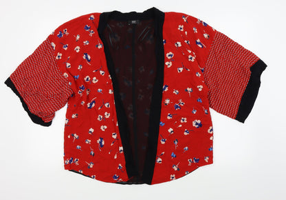 F&F Womens Red Floral  Cardigan Jumper Size 6