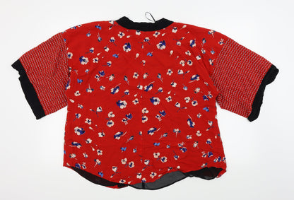 F&F Womens Red Floral  Cardigan Jumper Size 6