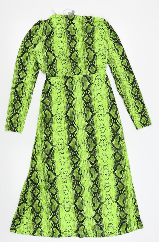 ASOS Womens Green Geometric  Fit & Flare  Size 4
