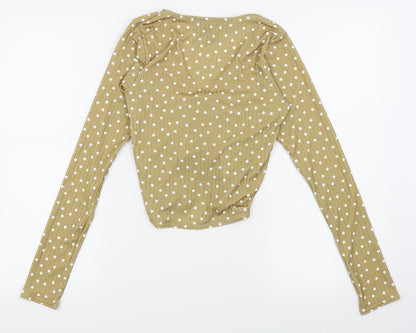 Womens UK Size 8 New Look Beige Cropped T-Shirt