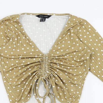 Womens UK Size 8 New Look Beige Cropped T-Shirt