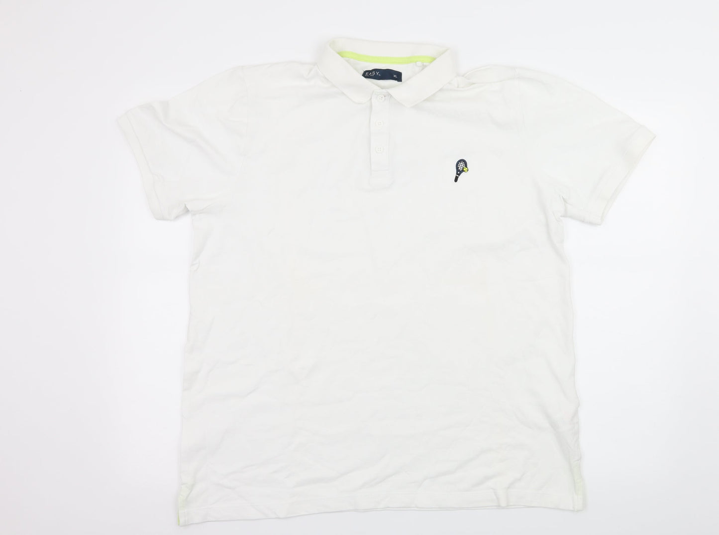 Easy Mens White  Jersey  Polo Size L