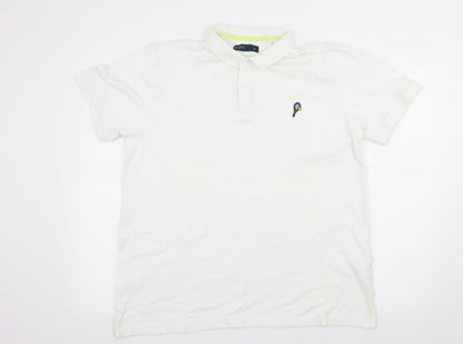 Easy Mens White  Jersey  Polo Size L