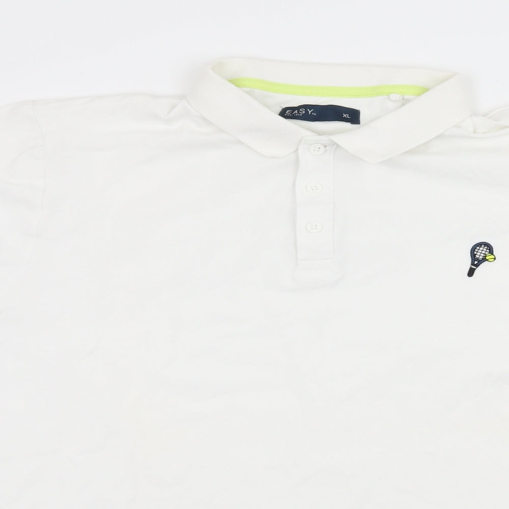 Easy Mens White  Jersey  Polo Size L