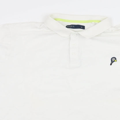 Easy Mens White  Jersey  Polo Size L