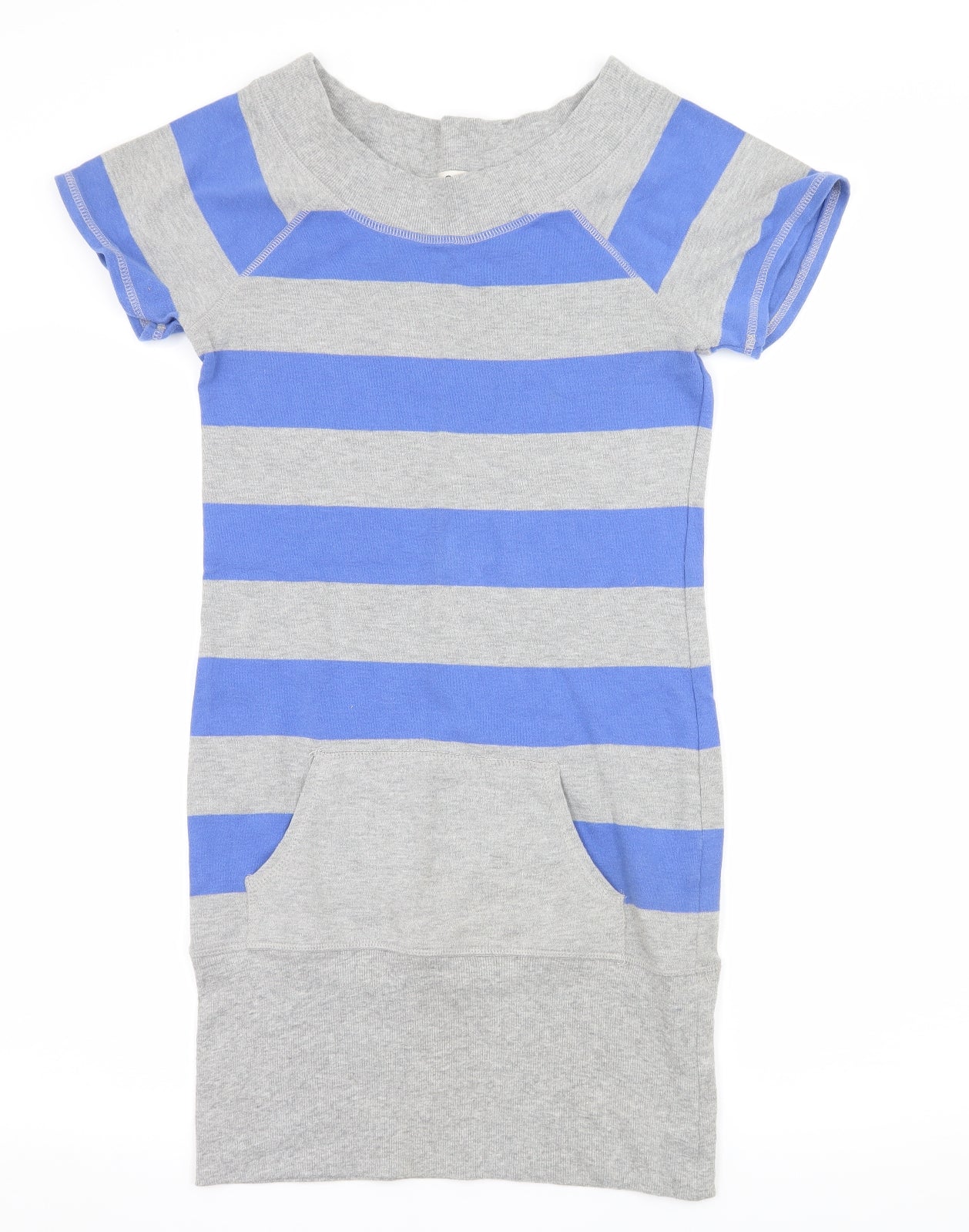 George Womens Grey Striped Jersey T-Shirt Dress  Size 8