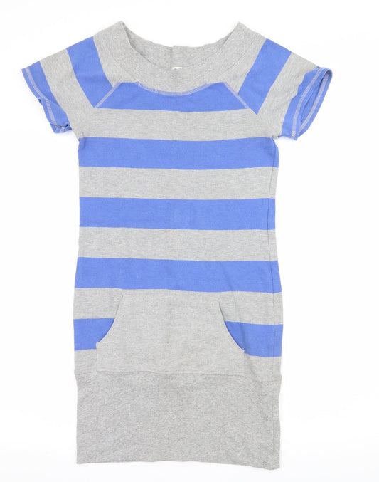 George Womens Grey Striped Jersey T-Shirt Dress  Size 8