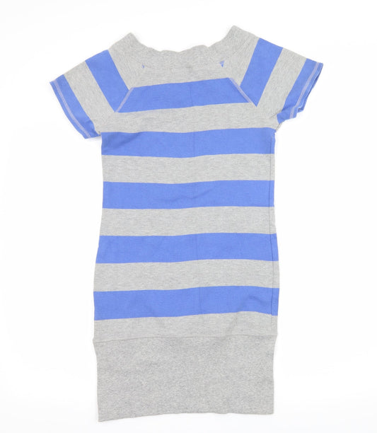George Womens Grey Striped Jersey T-Shirt Dress  Size 8