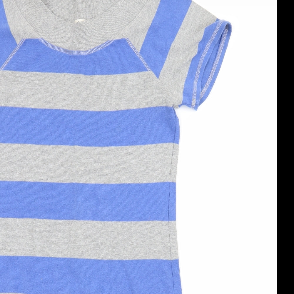 George Womens Grey Striped Jersey T-Shirt Dress  Size 8