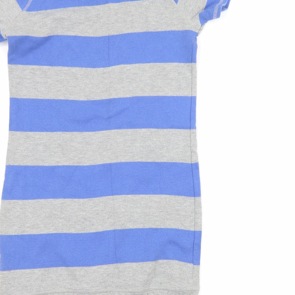 George Womens Grey Striped Jersey T-Shirt Dress  Size 8