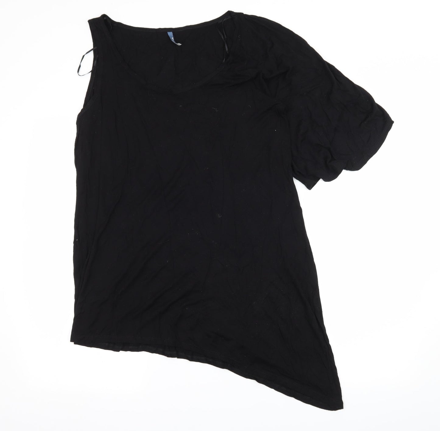 E-vie Womens Black  Jersey Basic T-Shirt Size 14