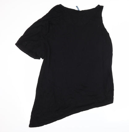 E-vie Womens Black  Jersey Basic T-Shirt Size 14