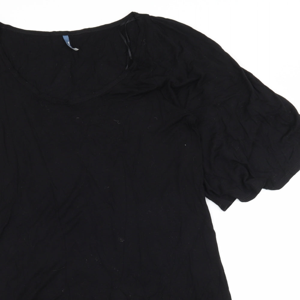 E-vie Womens Black  Jersey Basic T-Shirt Size 14