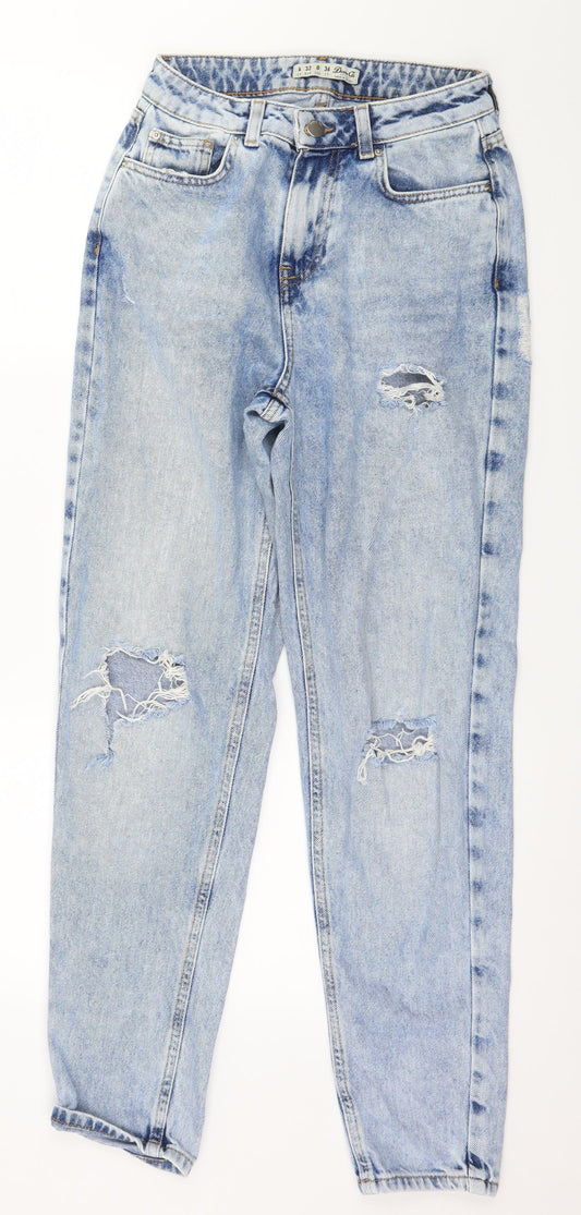 Denim & Co. Womens Blue  Denim Mom Jeans Size 4 L28 in