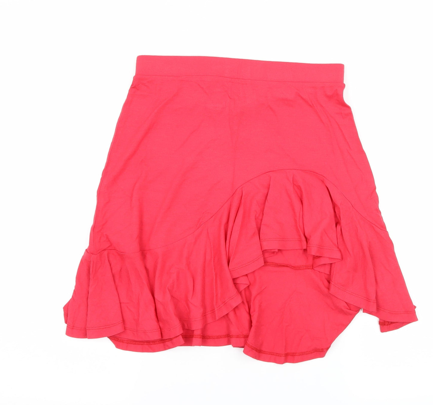 ASOS Womens Pink  Jersey A-Line Skirt Size 6  - Frill Detail