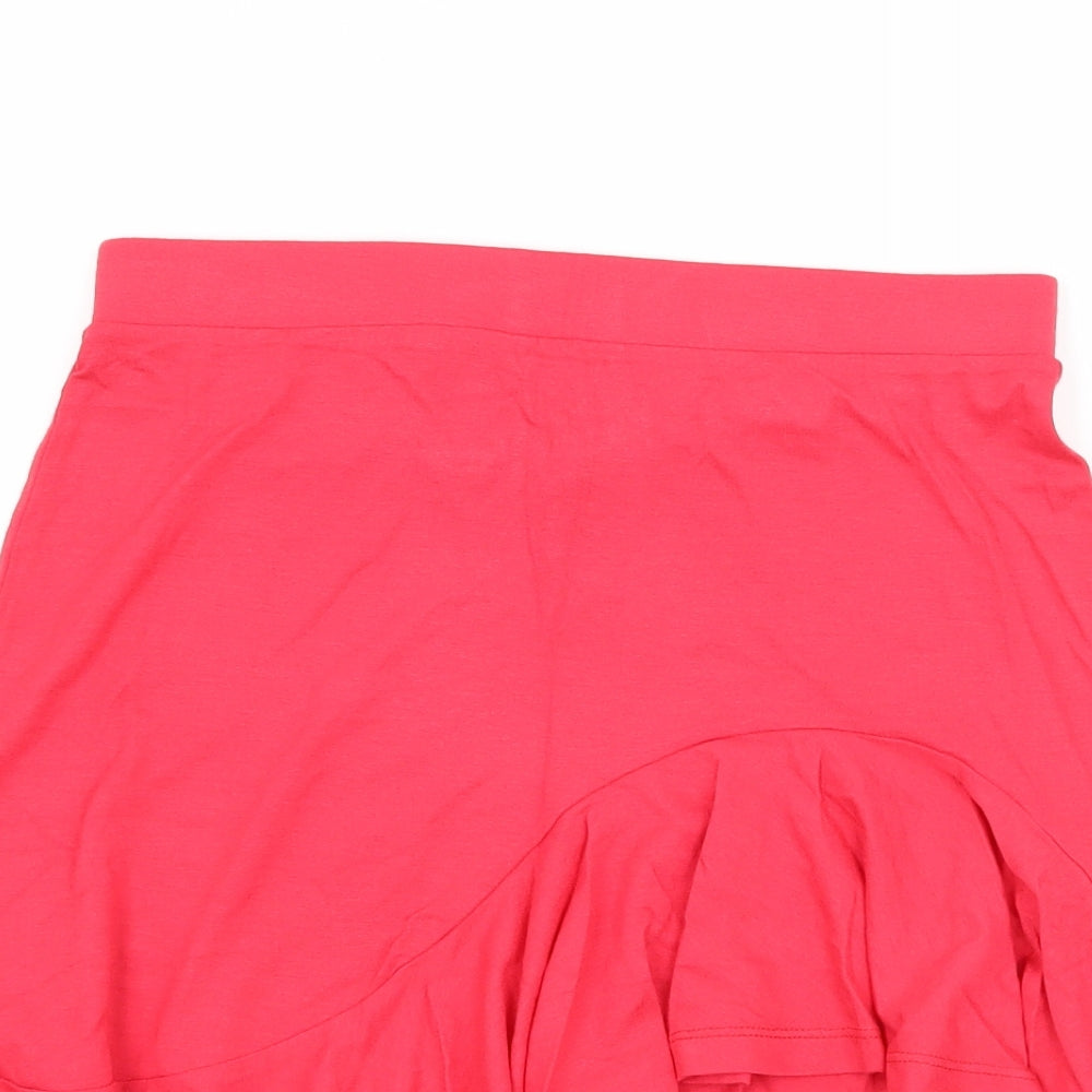 ASOS Womens Pink  Jersey A-Line Skirt Size 6  - Frill Detail