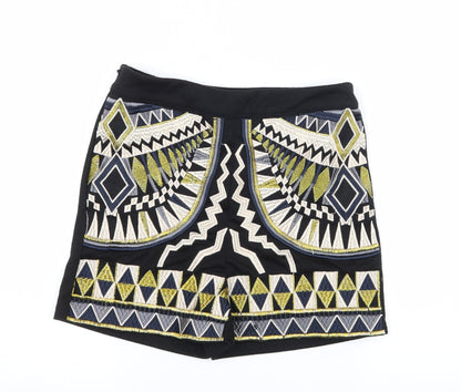 Missguided Womens Black Geometric Jersey Hot Pants Shorts Size 8