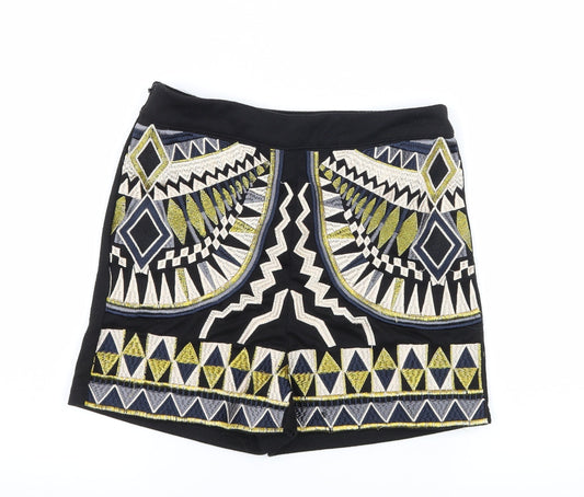 Missguided Womens Black Geometric Jersey Hot Pants Shorts Size 8