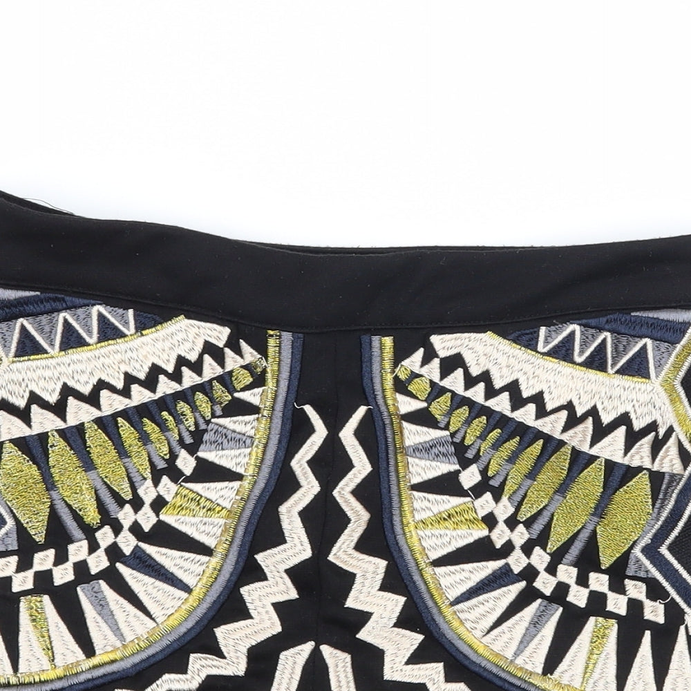 Missguided Womens Black Geometric Jersey Hot Pants Shorts Size 8