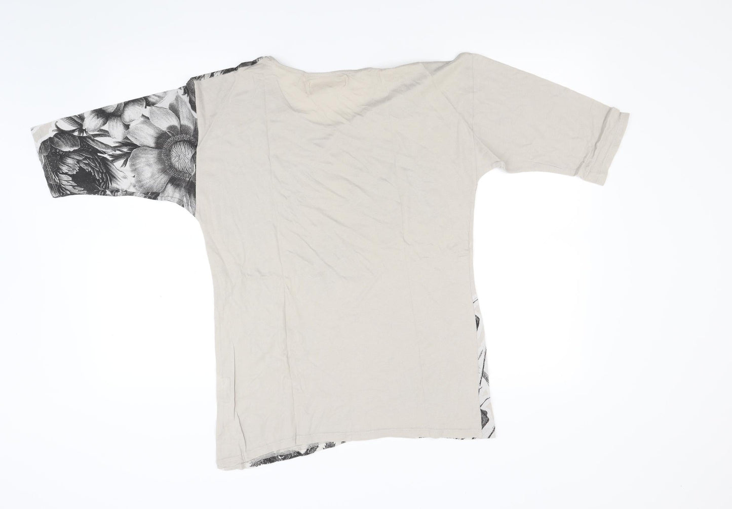 Womens UK Size S Preworn Beige Basic T-Shirt