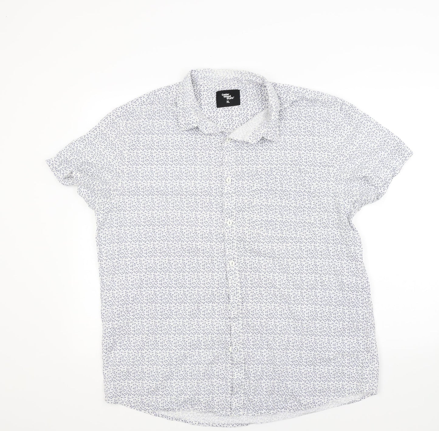 Mens UK Size XL Ceader wood state White  Button-Up Short Sleeve Casual Shirt