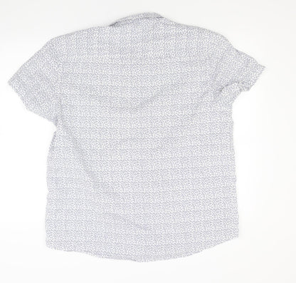Mens UK Size XL Ceader wood state White  Button-Up Short Sleeve Casual Shirt