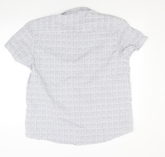 Mens UK Size XL Ceader wood state White  Button-Up Short Sleeve Casual Shirt
