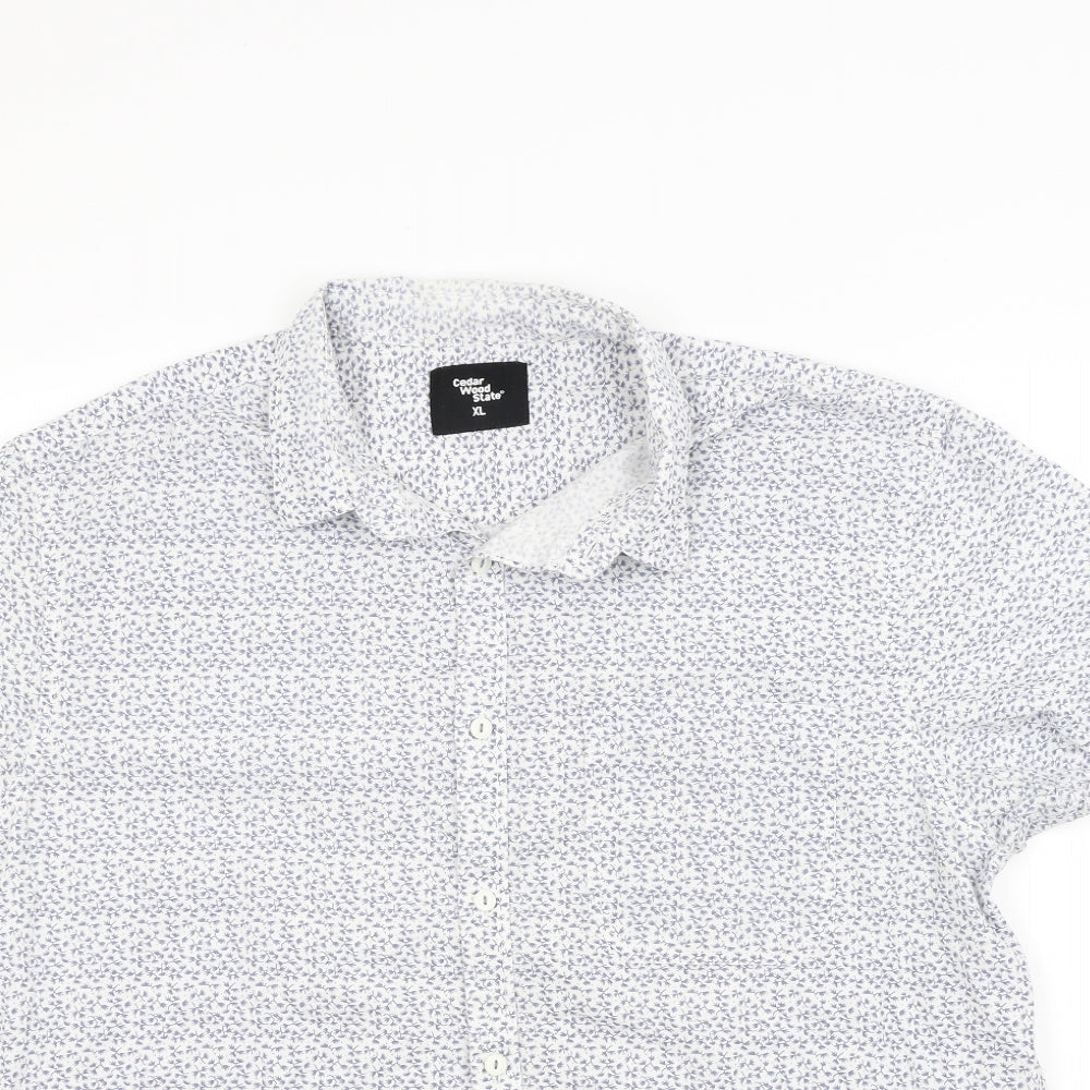 Mens UK Size XL Ceader wood state White  Button-Up Short Sleeve Casual Shirt