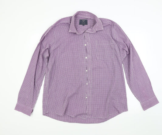 Atlntic bay Mens Purple Check   Button-Up Size L