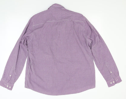Atlntic bay Mens Purple Check   Button-Up Size L