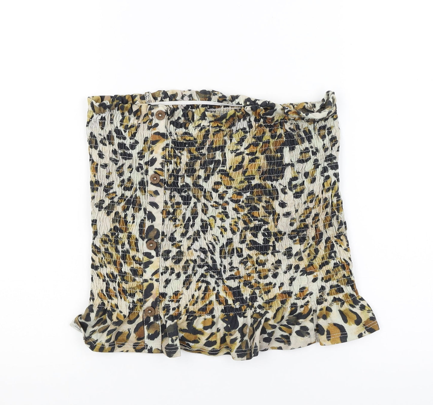 George Womens Brown Animal Print  Cropped T-Shirt Size 12