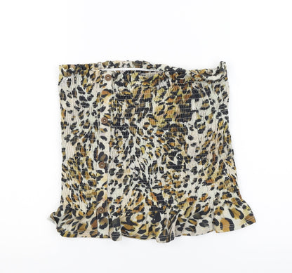 George Womens Brown Animal Print  Cropped T-Shirt Size 12