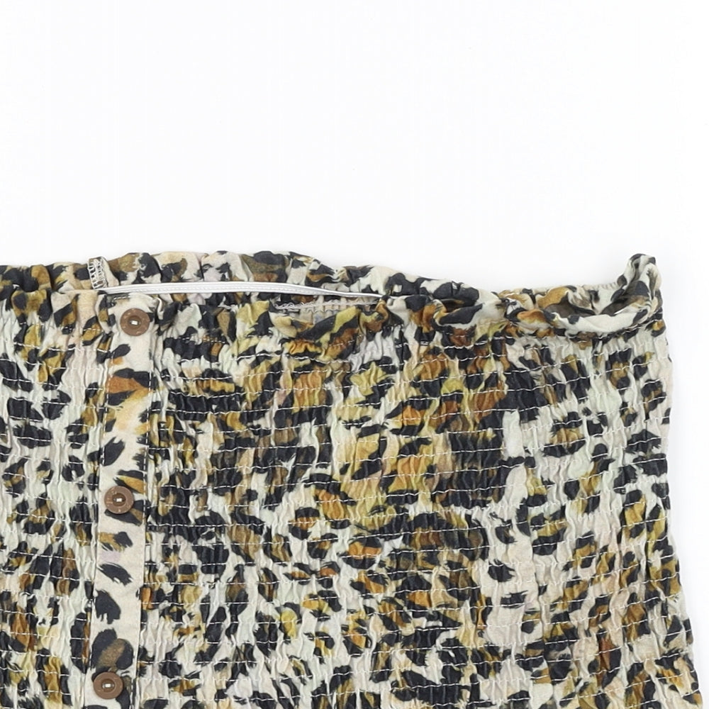 George Womens Brown Animal Print  Cropped T-Shirt Size 12