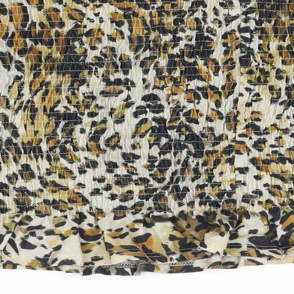 George Womens Brown Animal Print  Cropped T-Shirt Size 12