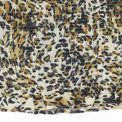 George Womens Brown Animal Print  Cropped T-Shirt Size 12