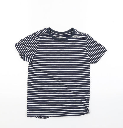 Nut meg Girls Blue Striped  Basic T-Shirt Size 7-8 Years