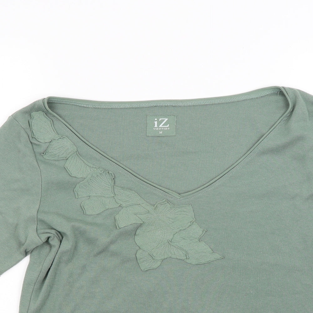 Viz a Viz Womens Green  Knit Pullover Jumper Size M