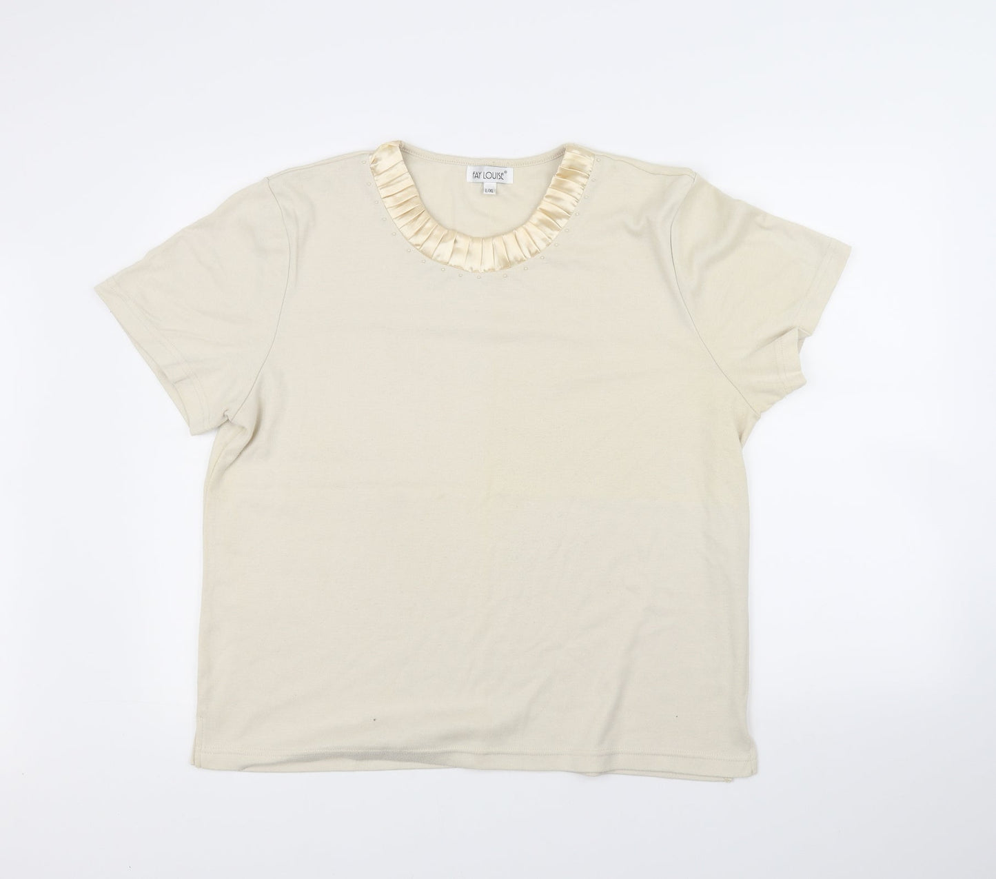 Womens UK Size L Fay Louise Beige Basic T-Shirt