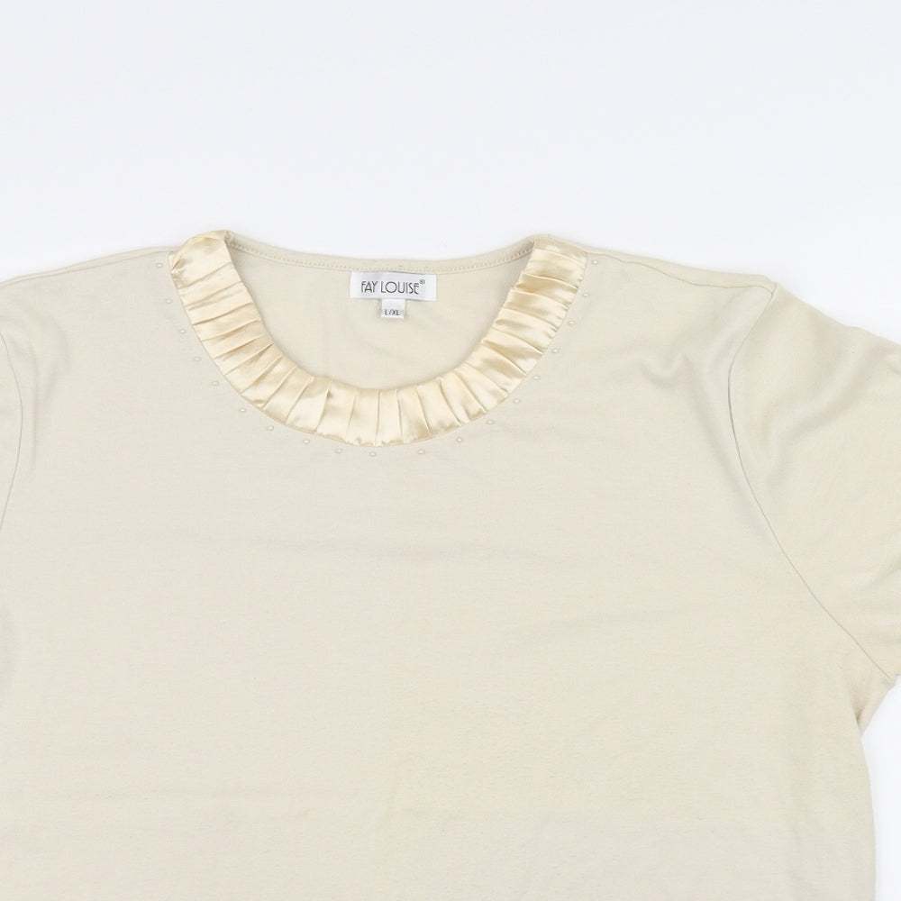 Womens UK Size L Fay Louise Beige Basic T-Shirt