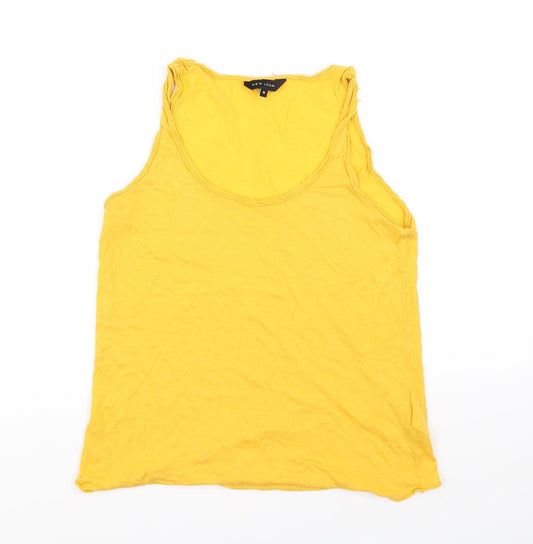 Womens UK Size 12 New Look Yellow Basic T-Shirt