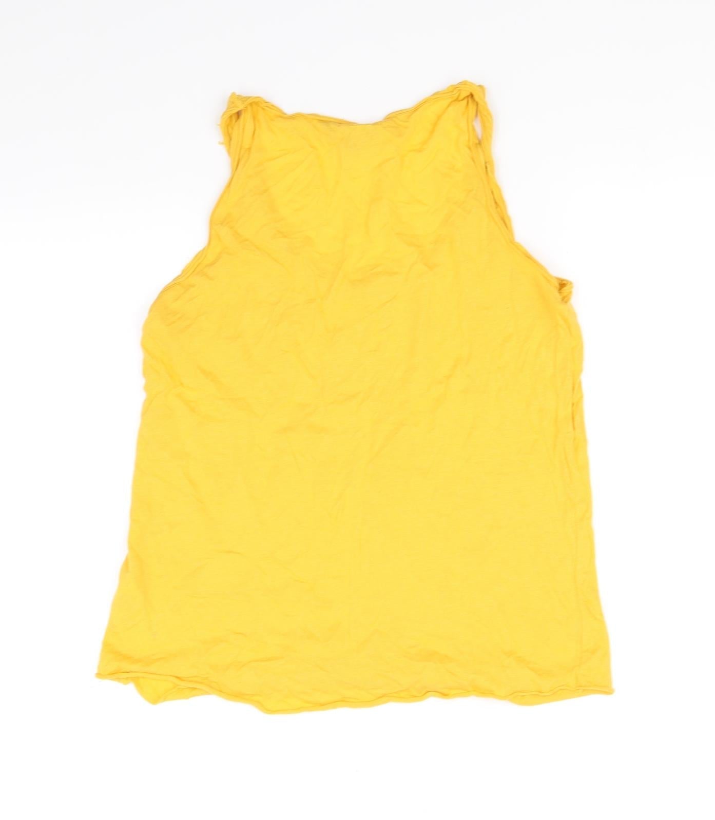 Womens UK Size 12 New Look Yellow Basic T-Shirt