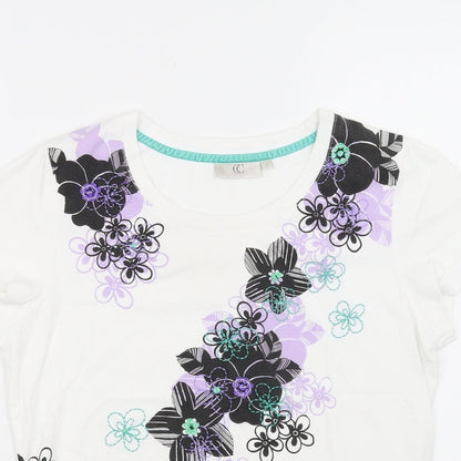 county casual Womens White Floral  Basic T-Shirt Size M