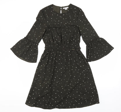 H&M Womens Black Polka Dot  A-Line  Size 4  -