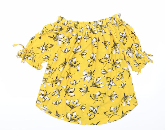 Quiz Womens Yellow Floral  Basic Blouse Size 10