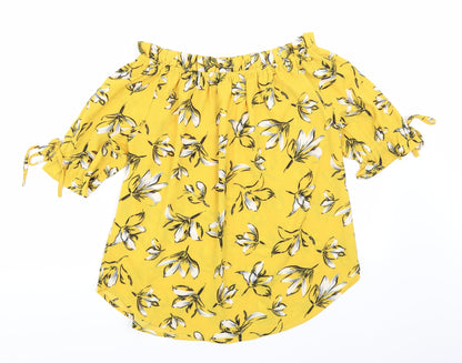 Quiz Womens Yellow Floral  Basic Blouse Size 10