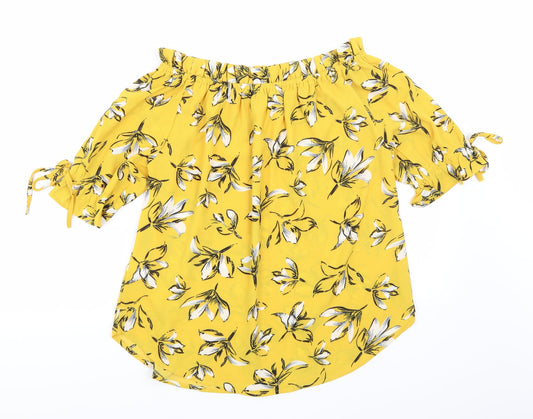 Quiz Womens Yellow Floral  Basic Blouse Size 10