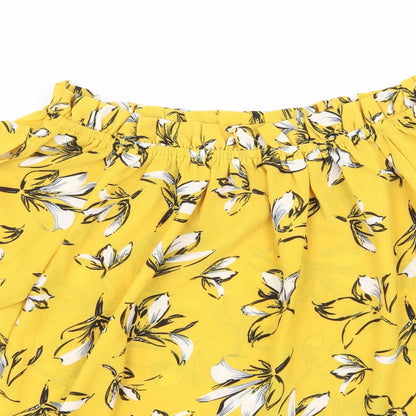 Quiz Womens Yellow Floral  Basic Blouse Size 10